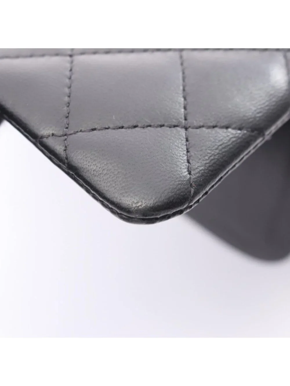 Chanel Shoulder Bag Quilted Double Flap Black White Lambskin Bicolor Chain